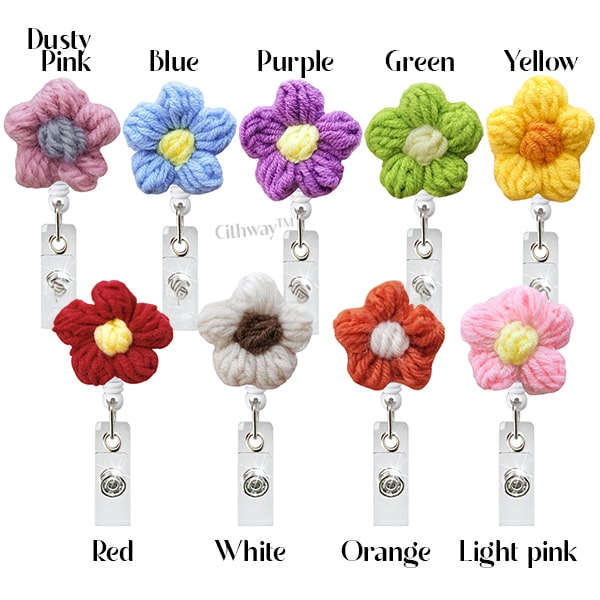 Cithway™ Retractable Wool Flower Badge Reel Clip