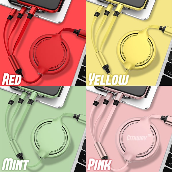 Cithway™ 3-in-1 Fast Charging Retractable Cable Macaron