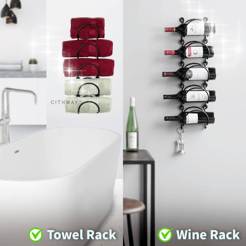 Cithway™ Wall-Mounted Towel/Wine Rack Organizer Set